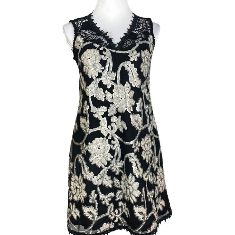 Nanette Lepore Women's NWT Black Sequin Embellished‎ Holiday Party Dress 2/C34